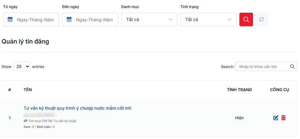 Quản lý tin đăng