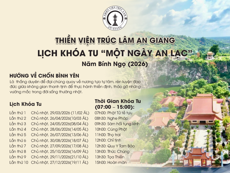 huong ve chon binh yen khoa tu mot ngay an lac 2026 tai thien vien truc lam an giang
